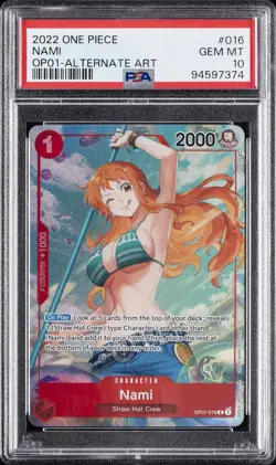 2022 ONE PIECE ROMANCE DAWN PRE-ERRATA ALPHA ALT ART OP01-016 NAMI PSA 10 - Image 1
