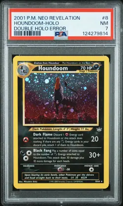 2001 POKEMON NEO REVELATION DOUBLE HOLO ERR #8 HOUNDOOM-HOLO PSA 7 - Image 1
