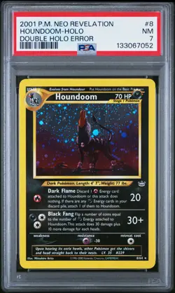 2001 POKEMON NEO REVELATION HOUNDOOM HOLO #8 DOUBLE HOLO ERROR PSA 7 - Image 1