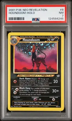 2001 POKEMON NEO REVELATION #8 HOUNDOOM-HOLO PSA 7 - Image 1