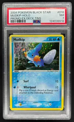 2004 Pokemon EX Deck Tins Mudkip Holo Black Star Promo #018 PSA 7 - Image 1