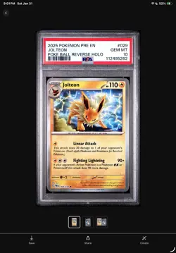 Pokemon Jolteon Poke Ball Prismatic Evolutions PSA 10 Gem MT - Image 1