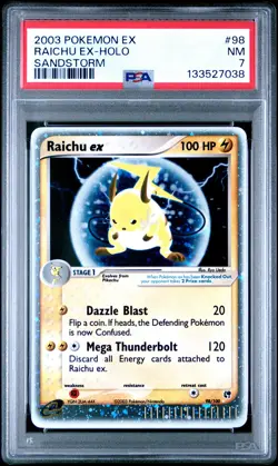 2003 POKEMON EX SANDSTORM #98 RAICHU EX-HOLO PSA 7 - Image 1