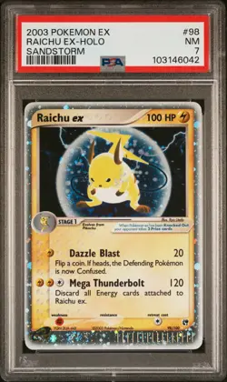 2003 POKEMON EX SANDSTORM #98 RAICHU EX-HOLO PSA 7 Vintage Slab - Image 1