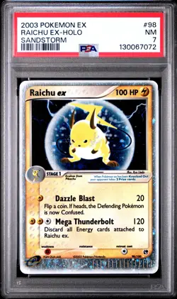 2003 POKEMON EX SANDSTORM #98 RAICHU EX-HOLO PSA 7 - Image 1