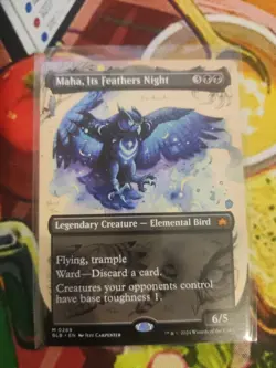 Maha, Its Feathers Night Borderless Alt Art Bloomburrow BLB Mtg Mythic - Image 1