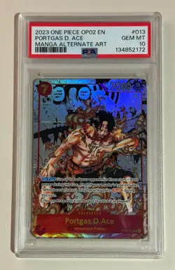 One Piece CCG Portgas.D.Ace Manga Alt Art OP02-013 Paramount War PSA 10 - Image 1