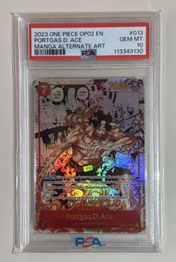 One Piece CCG Portgas.D.Ace Manga Alt Art OP02-013 Paramount War PSA 10 - Image 1