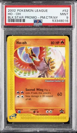 2002 POKEMON LEAGUE PROMO BLACK STAR POKEMON CENTER NY #52 HO-OH PSA 9 - Image 1