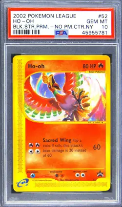 2002 POKEMON LEAGUE BLACK STAR PROMO NO POKEMON CENTER NY #52 HO-OH PSA 10 - Image 1