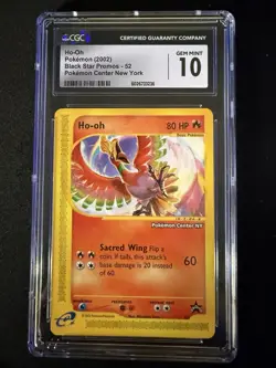 2002 Pokemon League Promo Black Star #52 Ho-Oh Pokemon Center Ny Stamp CGC 10 - Image 1