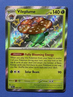 Pokemon Vileplume 094/091 SV: Paldean Fates Shiny Rare Holo Ability Card - Image 1