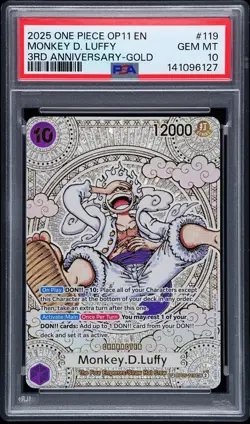 PSA 10 Monkey D Luffy SP Gold - OP05-119 A Fist of Divine Speed - One Piece TCG - Image 1