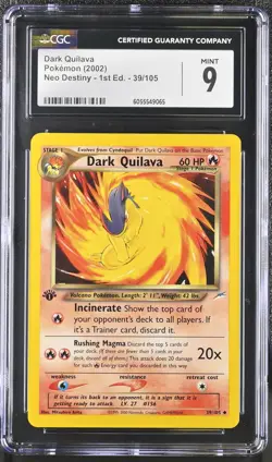 CGC 9 MINT Dark Quilava Neo Destiny 1st Edition 39/105 Pokemon Card - Image 1