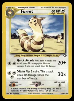 FURRET - 35/111 Uncommon Neo Genesis Pokemon LP - Image 1