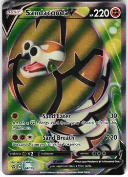 Sandaconda V (Full Art) 184/192 Pokemon SWSH02: Rebel Clash Holo Ultra Rare NM - Image 1