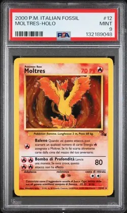 PSA 9 - Moltres - #12 - Holo - Fossil - Italian - Pokemon Card - Image 1