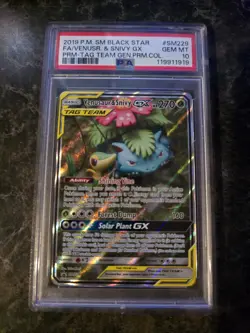 Pokemon TCG Venusaur & Snivy GX SM229 PSA 10 Black Star Promo Tag Team - Image 1