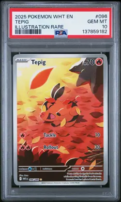 2025 POKEMON WHT EN-WHITE FLARE ILLUSTRATION RARE #096 TEPIG PSA 10 - Image 1