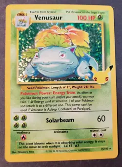 Pokemon TCG Venusaur Celebrations: Classic Collection 15/102 Holo Rare NM - Image 1