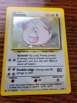 Chansey 3/102 - Holo Rare - Base Set Pokemon Card MP"-" - Image 1