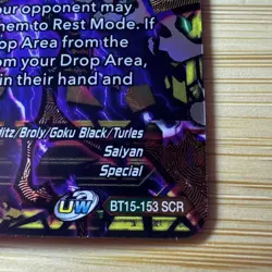 The Wicked Saiyans BT15-153 SCR Secret Rare Dragon Ball Super Card Game ~ Bend ~ - Image 3