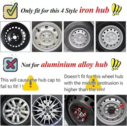 Set of 4 15" Wheel Covers Snap On Hubcaps Full Hub Caps fit R15 Tire & Steel Rim - Image 2