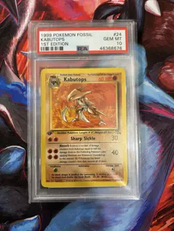PSA 10 1st Edition Kabutops Fossil - (24/62) GEM MINT 1999 Pokemon English - Image 1