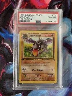 PSA 10 1st Edition Aerodactyl Fossil (16/62) GEM MINT 1999 Pokemon English - Image 1