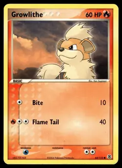 GROWLITHE - 64/112 Common FireRed & LeafGreen Pokemon LP - Image 1