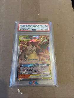 Pokemon TCG Charizard Braixen Tag Team GX Cosmic Eclipse PSA 8 NM-Mint - Image 1
