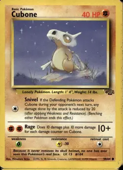 Cubone 50/64 Common WOTC Jungle Pokemon - Image 1
