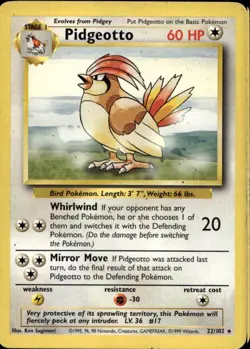 Pidgeotto 22/102 Rare WOTC Base Set Pokemon - Image 1