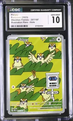 Pidgey 207/197 Pokemon Obsidian Flames Illustration Rare IR CGC 10 GEM MINT - Image 1