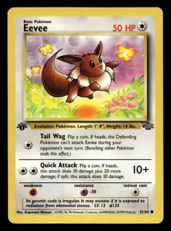 Eevee 51/64 Common Jungle 1st Edition WOTC Pokemon LP - Image 1