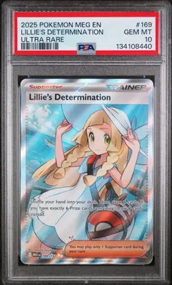 2025 Pokemon Mega Evolution Lillie's Determination Full Art #169 PSA 10 GEM MINT - Image 1