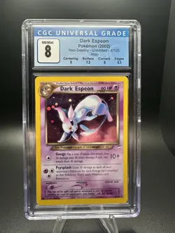 2002 POKEMON NEO DESTINY HOLO #4/105 DARK ESPEON UNLIMITED CGC 8 WITH SUBGRADES - Image 1