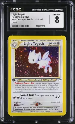 2002 Pokemon Neo Destiny Light Togetic Holo 1st Edition CGC 8 #15/105 - Image 1