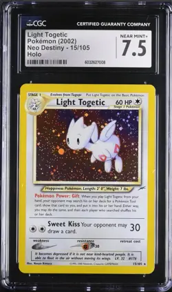CGC 7.5 NM + Light Togetic 15/105 Neo Destiny Holo Holographic Rare Pokemon Card - Image 1