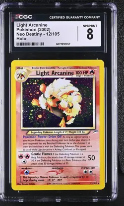 CGC 8 Light Arcanine 2002 Neo Destiny 12/105 Holo Pokemon Card - Image 1