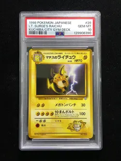 1998 Pokemon TCG JPN Lt. Surge's Raichu Kuchiba City Gym Deck #26 PSA 10 d03 - Image 1