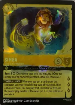 Disney Lorcana TCG Simba King in the Making Holo The First Chapter 107/204 - Image 1