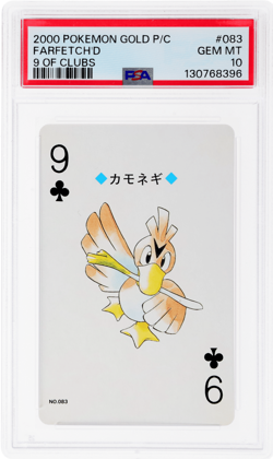 2000 Pokemon Gold Version Playing Cards Farfetch'D 9 of Clubs #83 PSA 10 - Image 1