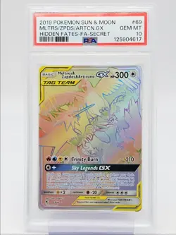 MOLTRES ZAPDOS ARTICUNO GX 2019 POKEMON HIDDEN FATES SECRET 69 PSA 10 Q0465 - Image 1