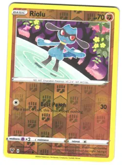 Pokemon SWSH04: Vivid Voltage Riolu #090/185 Common,Reverse Holo - Image 1