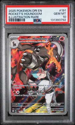 2025 POKEMON DESTINED RIVALS ILLUSTRATION RARE #191 TEAM ROCKETS HOUNDOOM PSA 10 - Image 1