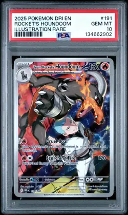 2025 POKEMON DESTINED RIVALS ILLUSTRATION RARE #191 TEAM ROCKETS HOUNDOOM PSA 10 - Image 1