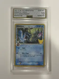 AGS 10 Gem Mint Mimikyu Holo SWSH136 Celebrations 25th Anniversary Pokemon - Image 1