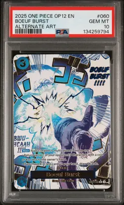 2025 ONE PIECE OP12-LEGACY OF THE MASTER ALTERNATE ART #060 BOEUF BURST PSA 10 - Image 1