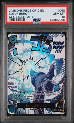 2025 ONE PIECE OP12-LEGACY OF THE MASTER ALTERNATE ART #060 BOEUF BURST PSA 10 - Image 1